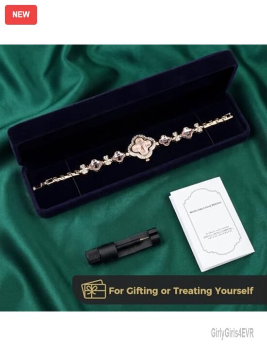 Vintage Quatrefoil Pink Dial Small Analog Quartz Bracelet Watch with Adjustment main image 5